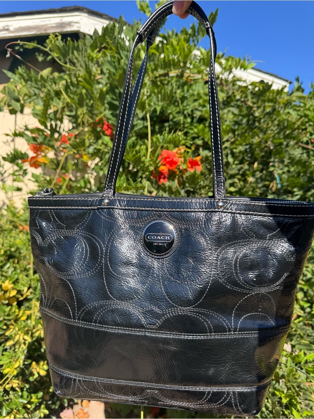 Coach Signature Stitch Gallery Black Tote